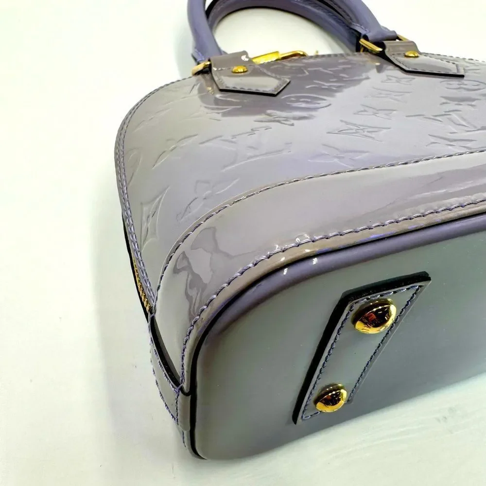 Auth Louis Vuitton Small Purple Lilas Vernis Monogram Alma BB Crossbody Bag - Picture 6 of 16